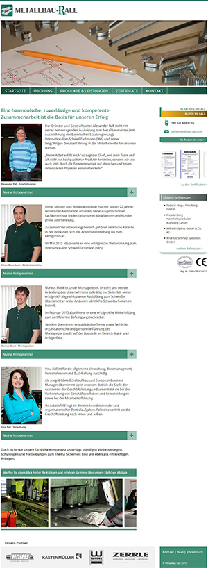 Webseite Metallbau Rall. Teamseite.